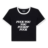 RIPNDIP Fuckin Fuck Cropped Ringer Tee (Black/White)