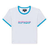 RIPNDIP Digital Dream Cropped Ringer Tee (White/Blue)