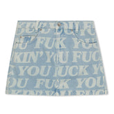 RIPNDIP Fuckin Fuck Denim Mini Skirt (Light Wash)