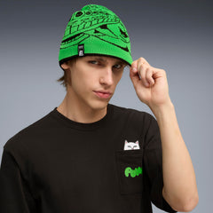 RIPNDIP PUMA x RIPNDIP Reversable Skull Beanie (PUMA Black-Fluro Green Pes)
