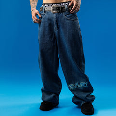 RIPNDIP Ace Ultra Wide Leg Pants (Medium Wash)