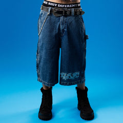 RIPNDIP Ace Ultra Wide Leg Shorts (Medium Wash)
