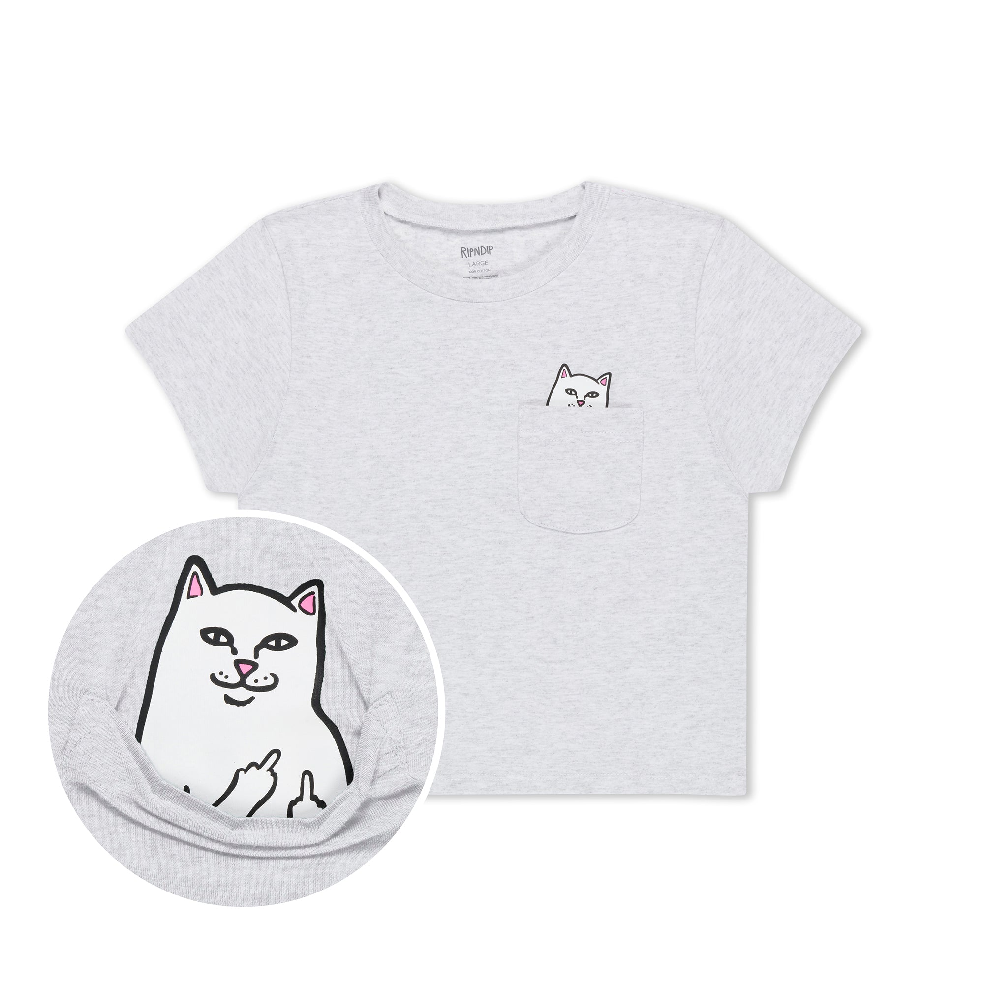 RIPNDIP Lord Nermal Cropped Baby Pocket Tee (Ash Heather)