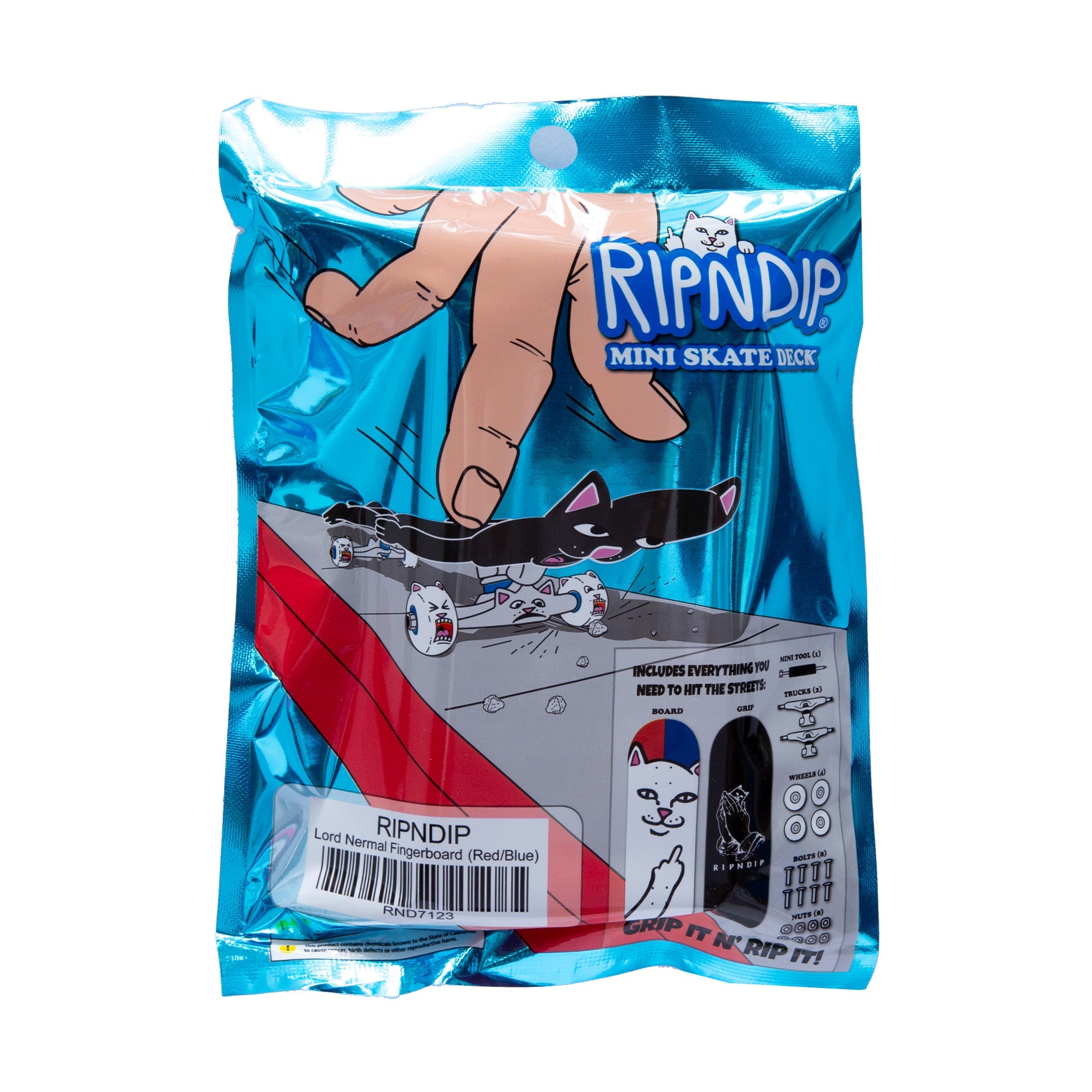 RIPNDIP Lord Nermal Mini Skateboard (Red/Blue)