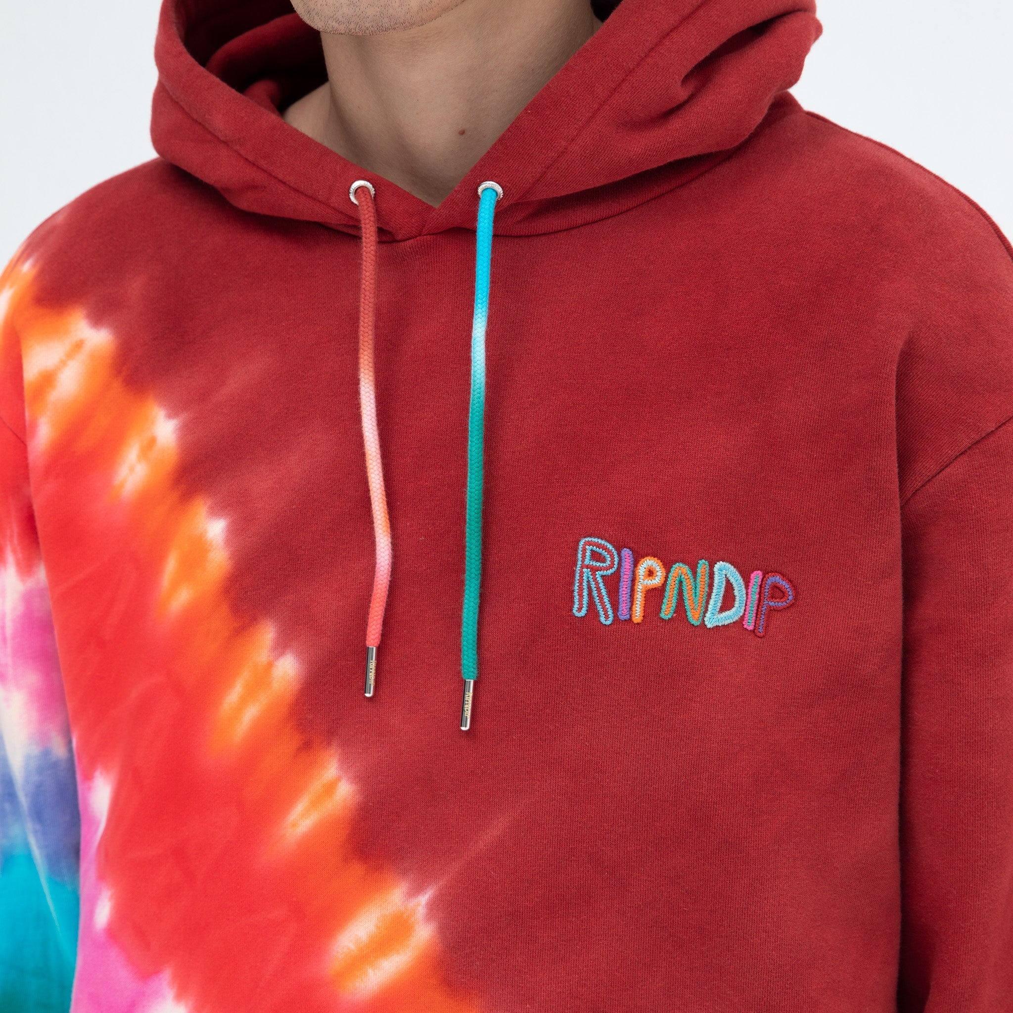 347216 OG Prisma Embroidered Hoodie (Red Tie Dye)