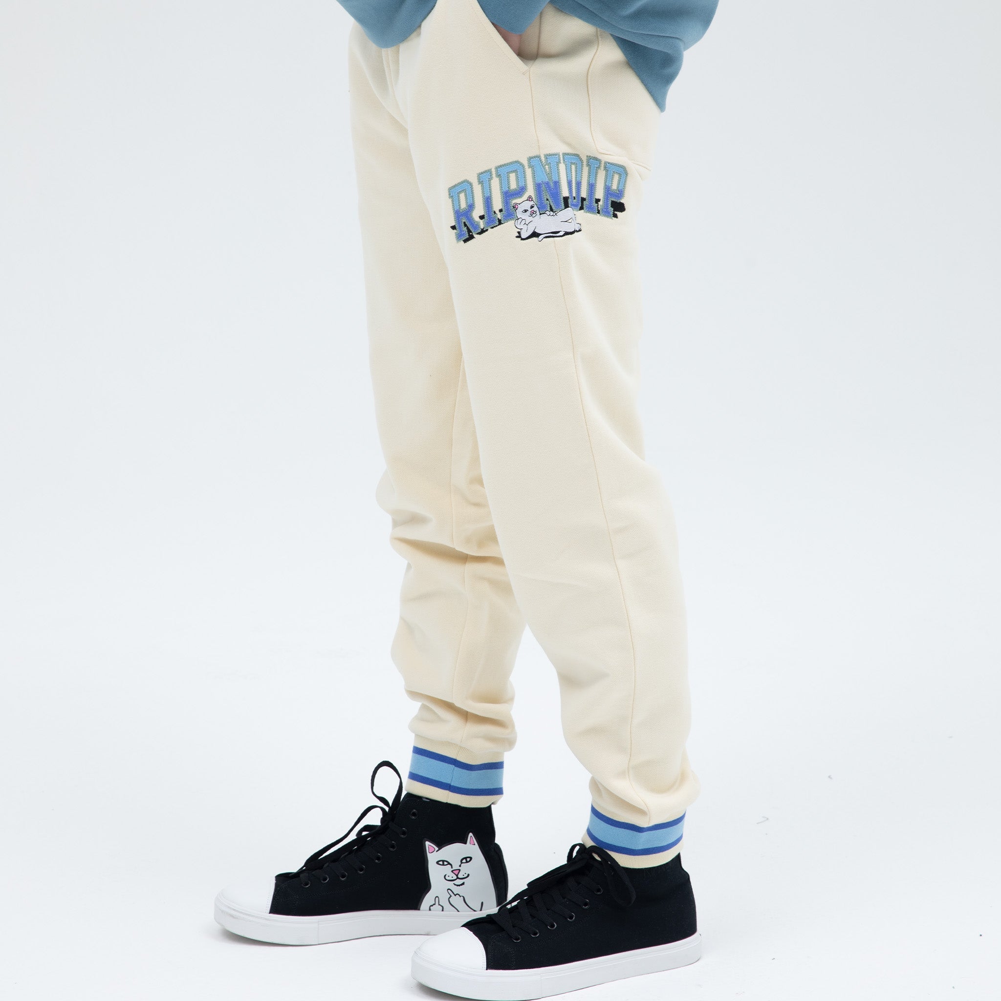 RIPNDIP Team Spirit Embroidered Sweatpants (Natural)