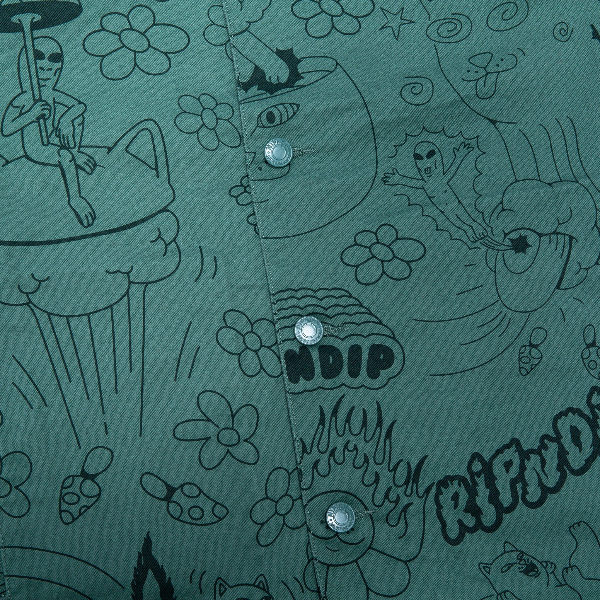 RIPNDIP Scribble Button Up Jacket (Forest Green)