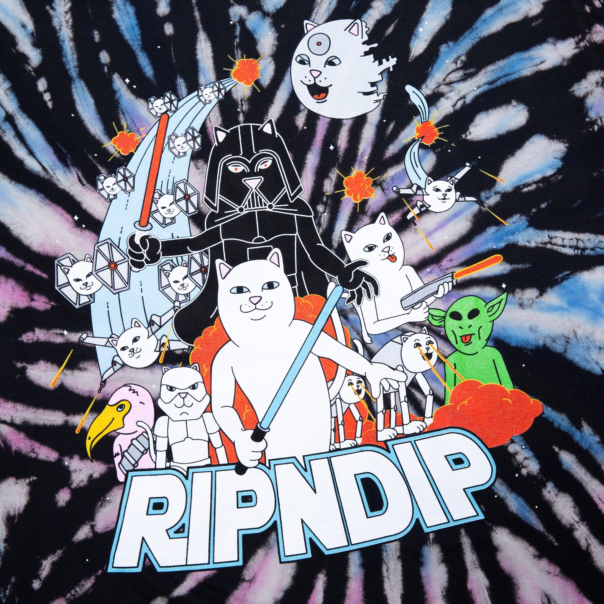 RIPNDIP Far Far Away Tee (Black/Pink/Blue Spiral Dye)