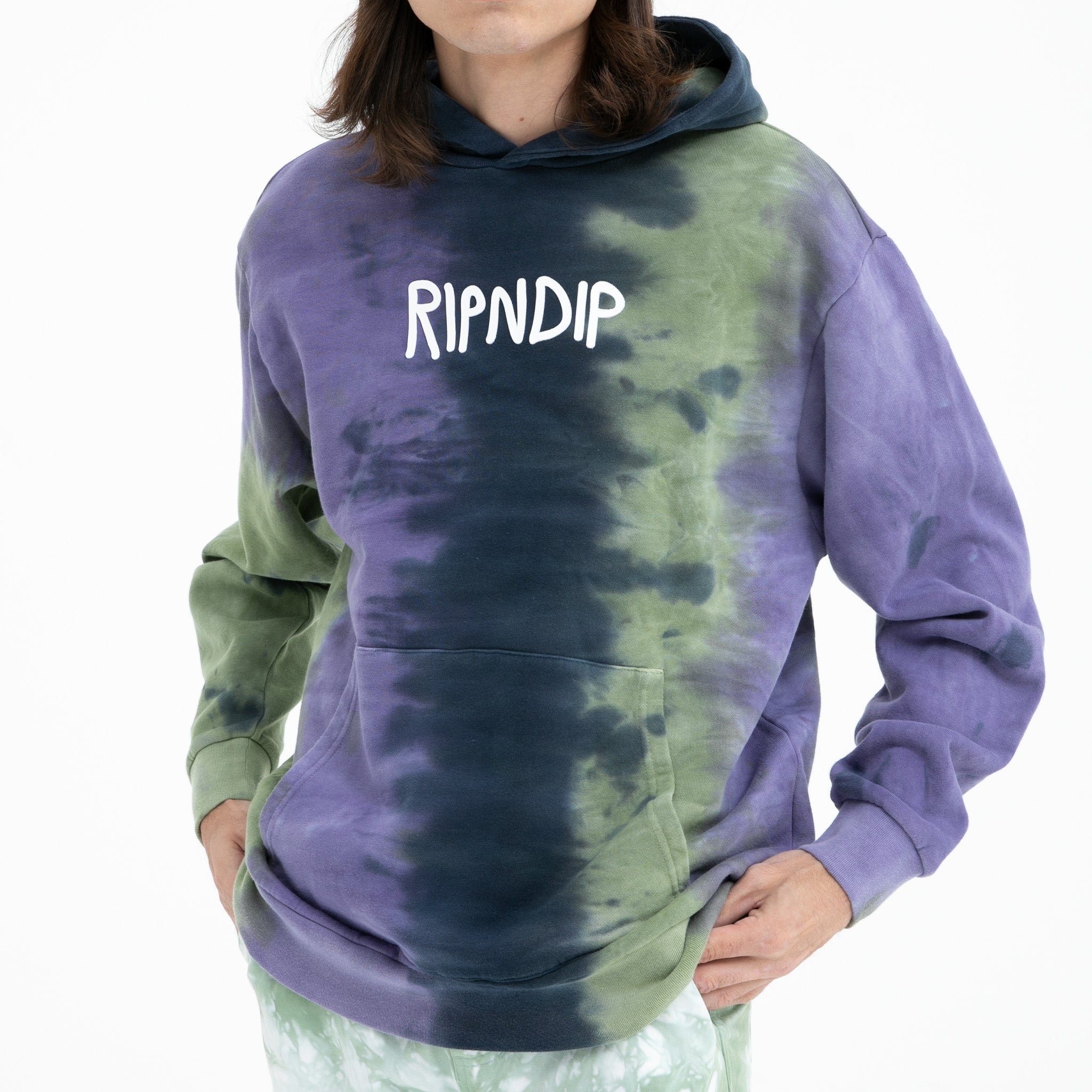 RIPNDIP Ripndip Rubber Logo Hoodie (Sage/Slate Tie Dye)