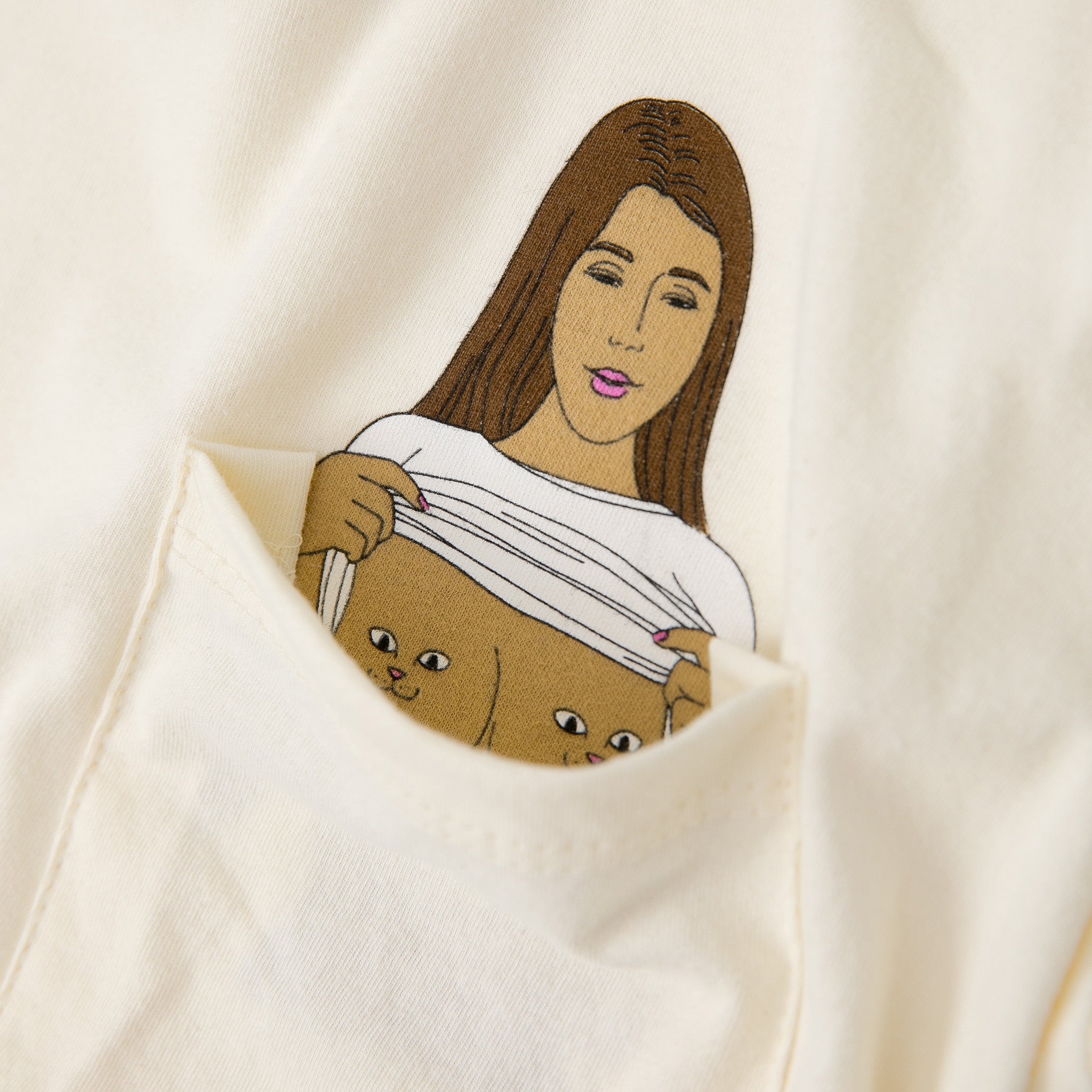 RIPNDIP Flashing Kittys Pocket Tee (Natural)