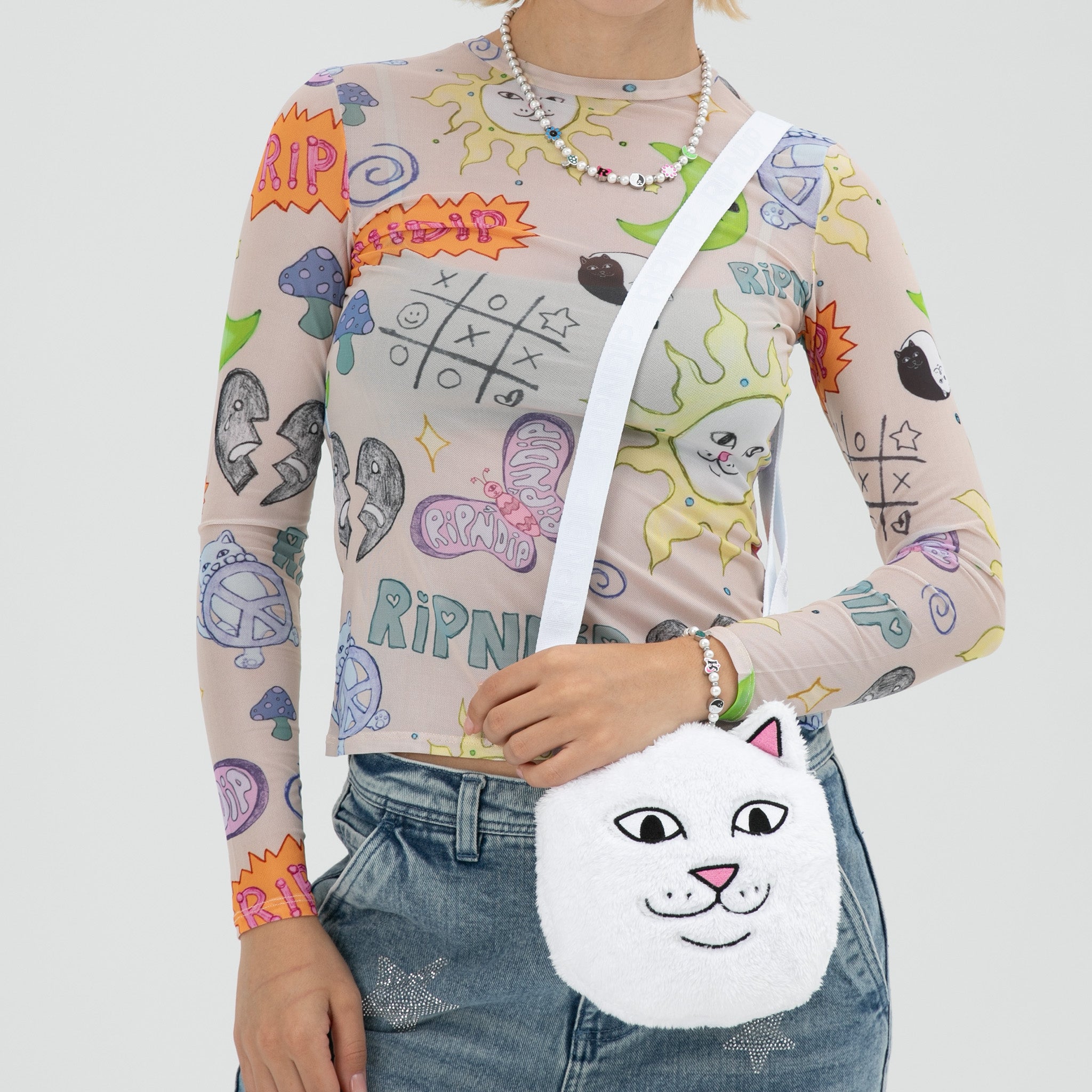 RIPNDIP Lord Nermal Sherpa Crossbody Bag (White)