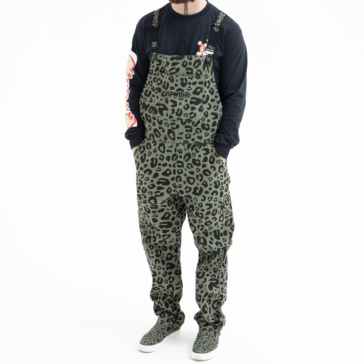 RIPNDIP Spotted Cotton Twill Overalls (Olive)