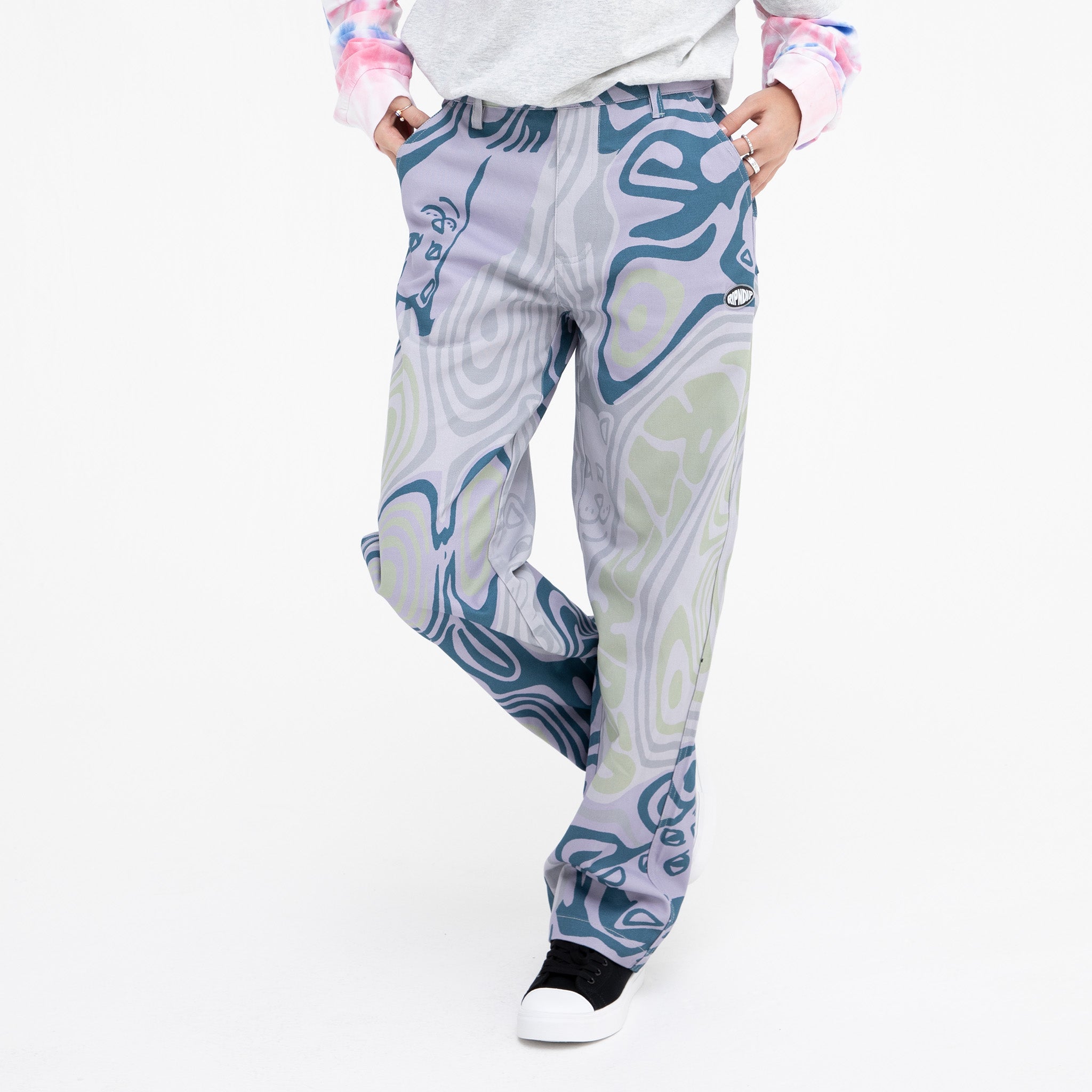 RIPNDIP Hypnotic Twill Pants (Grey/Lavender/Neon)