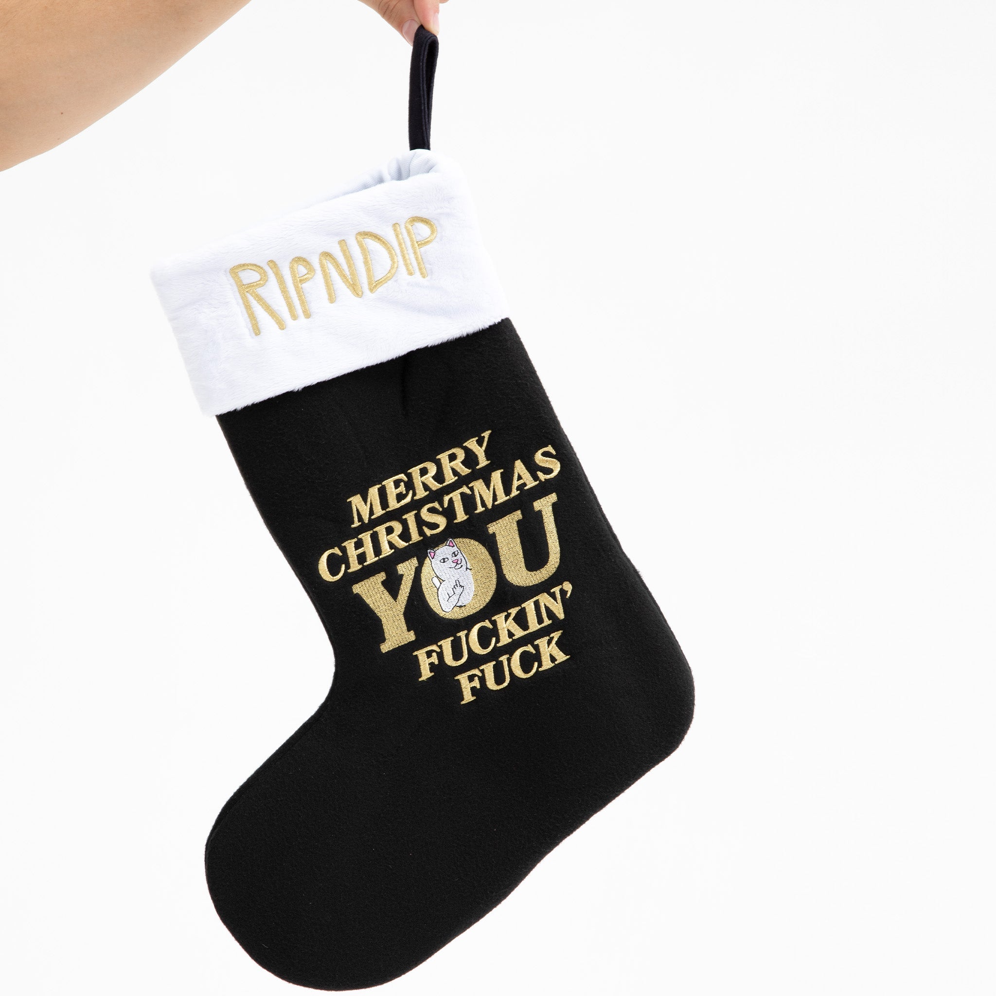 RIPNDIP Merry Christmas Christmas Stocking  (Black)