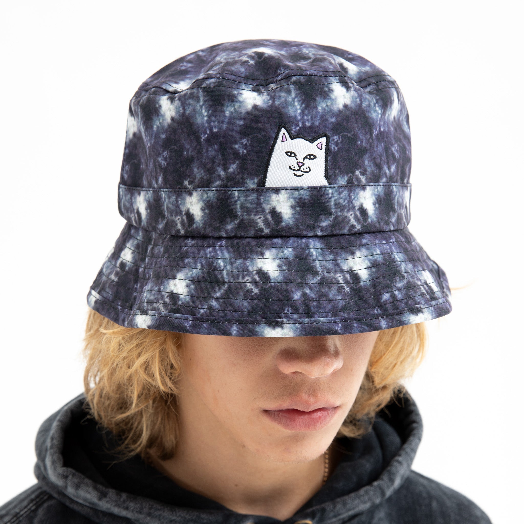 RIPNDIP Lord Nermal Tie Dye Bucket Hat (Black Lightning Wash)