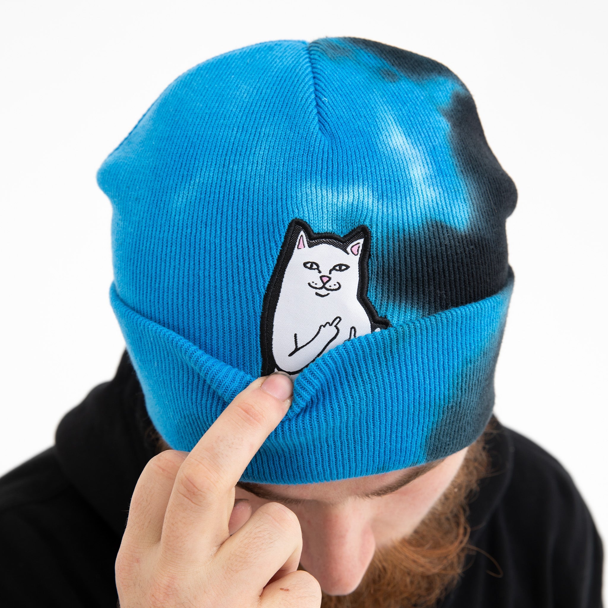 RIPNDIP Lord Nermal Tie Dye Beanie (Black/Blue)