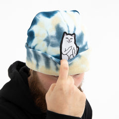 RIPNDIP Lord Nermal Tie Dye Beanie (Navy/Peach)