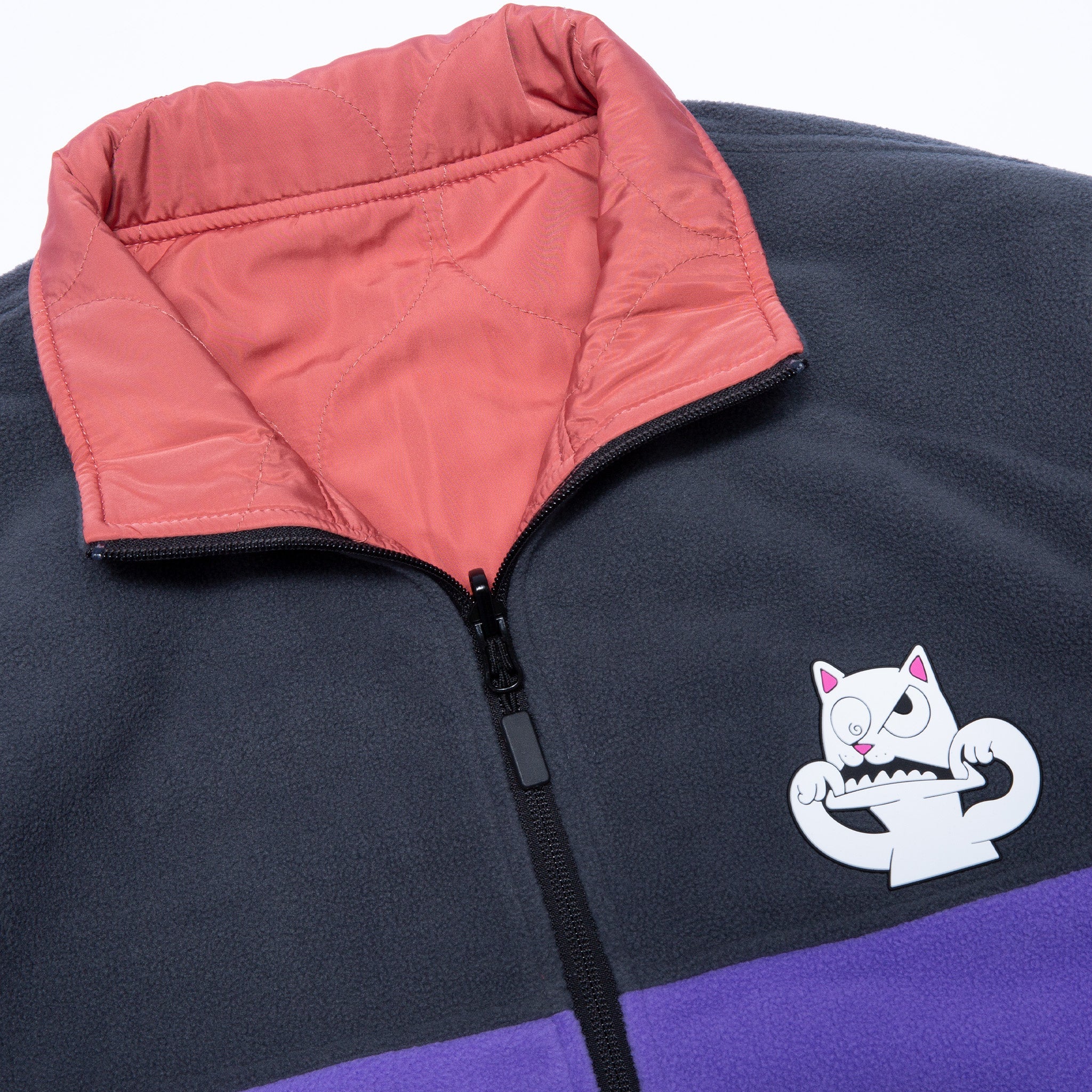 RIPNDIP Shmoody Polar Fleece Quilted Reversible Jacket (Clay/Purple)