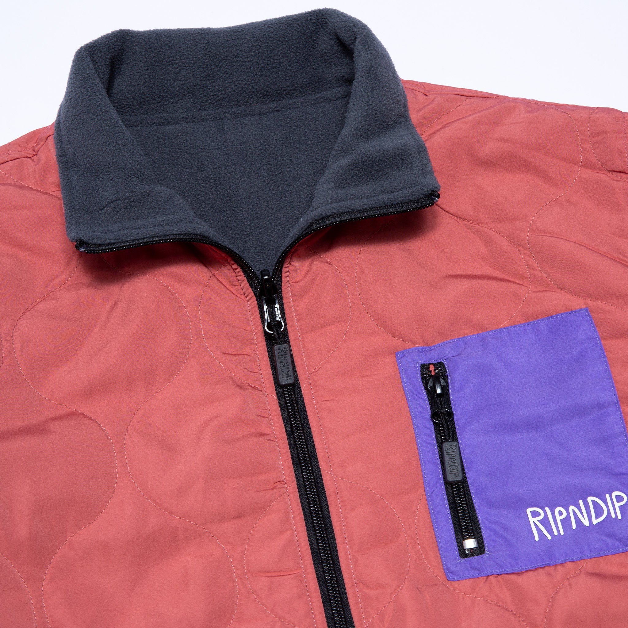 RIPNDIP Shmoody Polar Fleece Quilted Reversible Jacket (Clay/Purple)