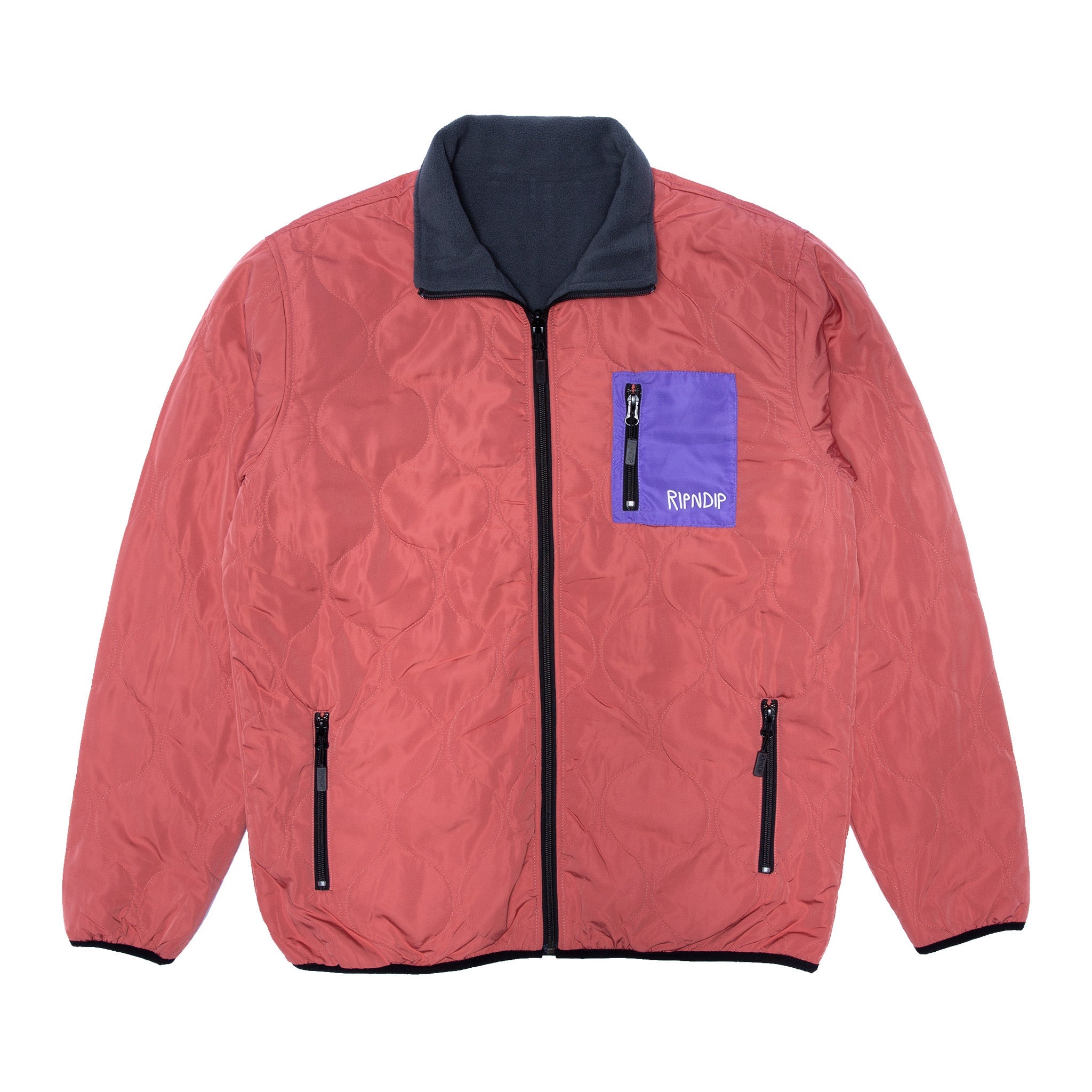 RIPNDIP Shmoody Polar Fleece Quilted Reversible Jacket (Clay/Purple)