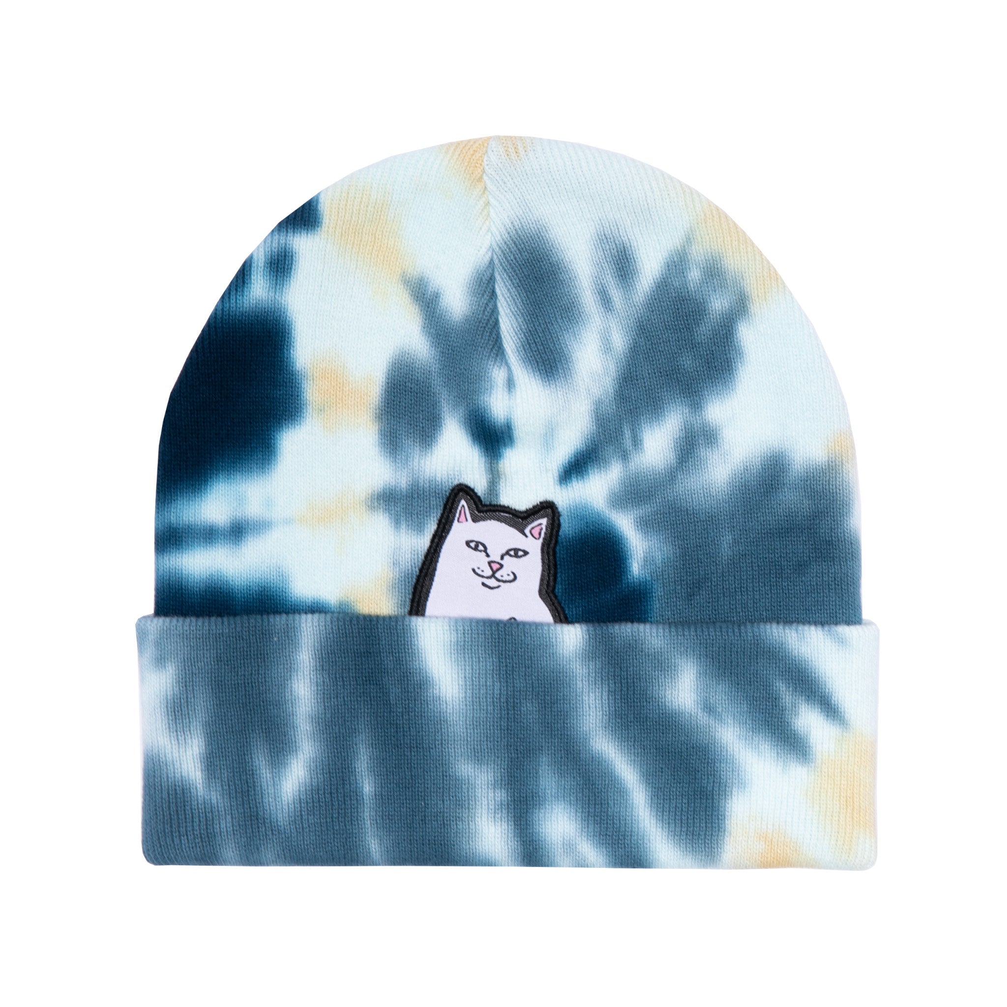RIPNDIP Lord Nermal Tie Dye Beanie (Navy/Peach)