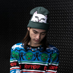 RIPNDIP Peeking Nermal Beanie (Marled Hunter Green)