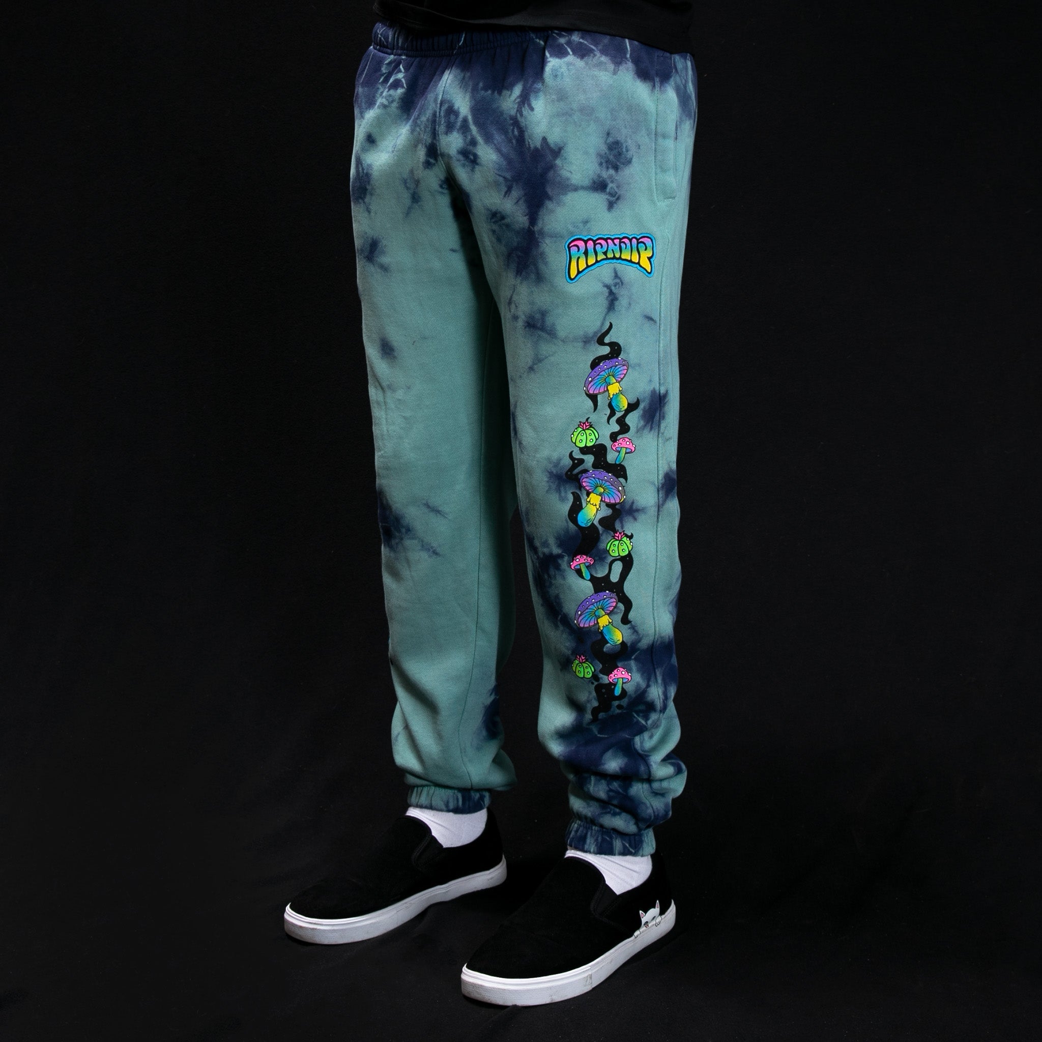 RIPNDIP Psychedelic Garden Sweatpants (Navy/Aqua Lightning Wash)