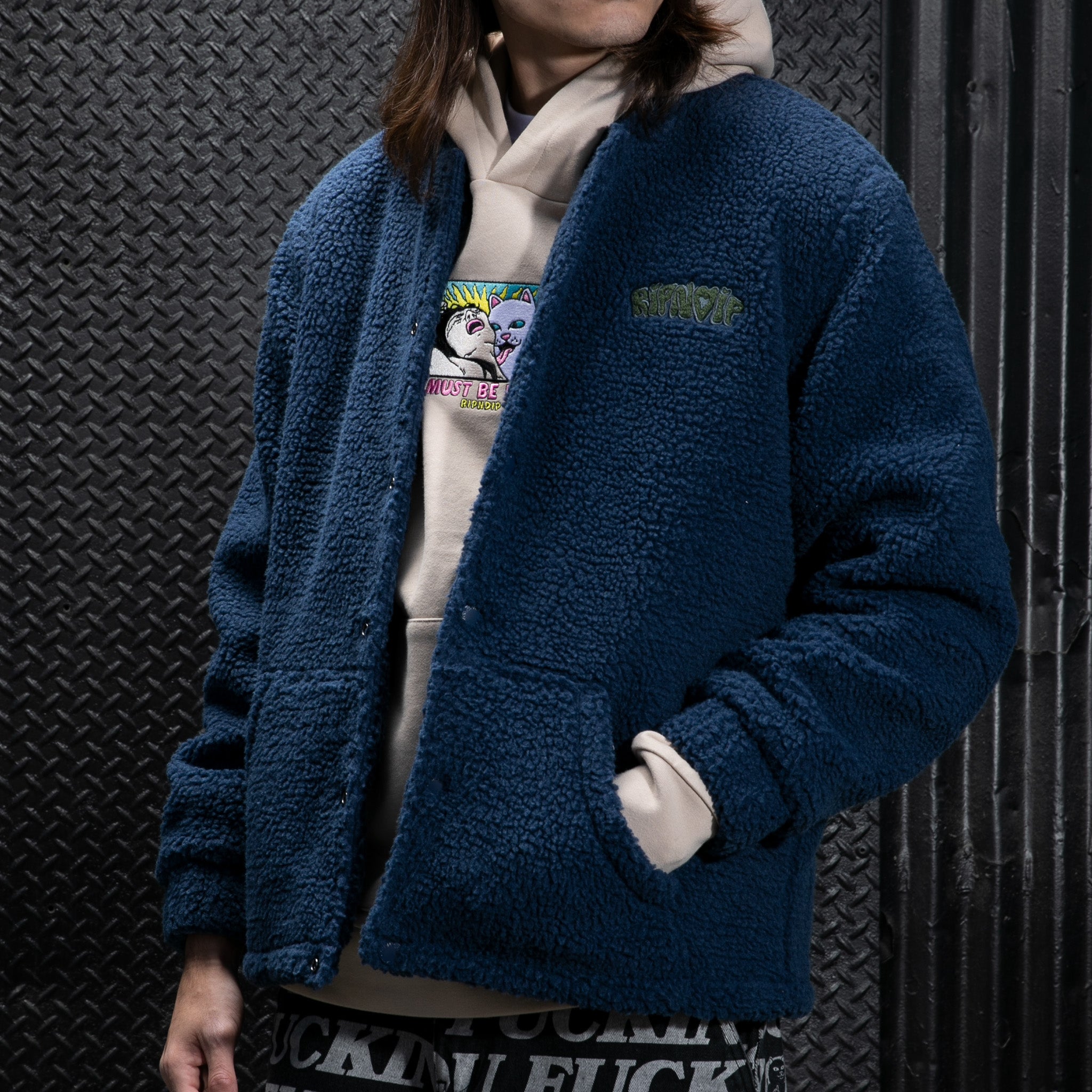 RIPNDIP Love N Dip Sherpa Jacket (Navy)