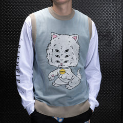 RIPNDIP Big Head Knit Sweater Vest (Light Slate)