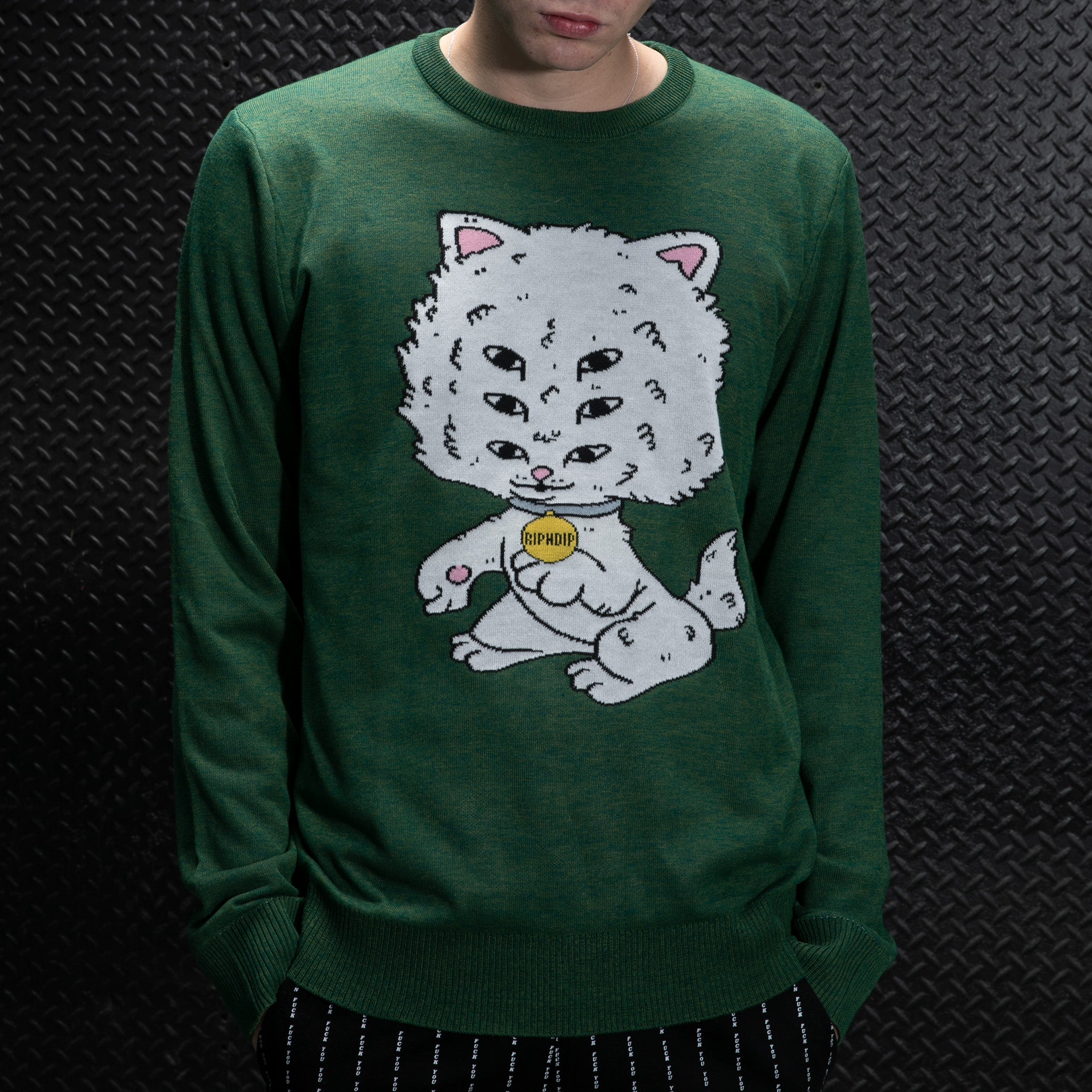 RIPNDIP Big Head Knit Sweater (Pine Heather)