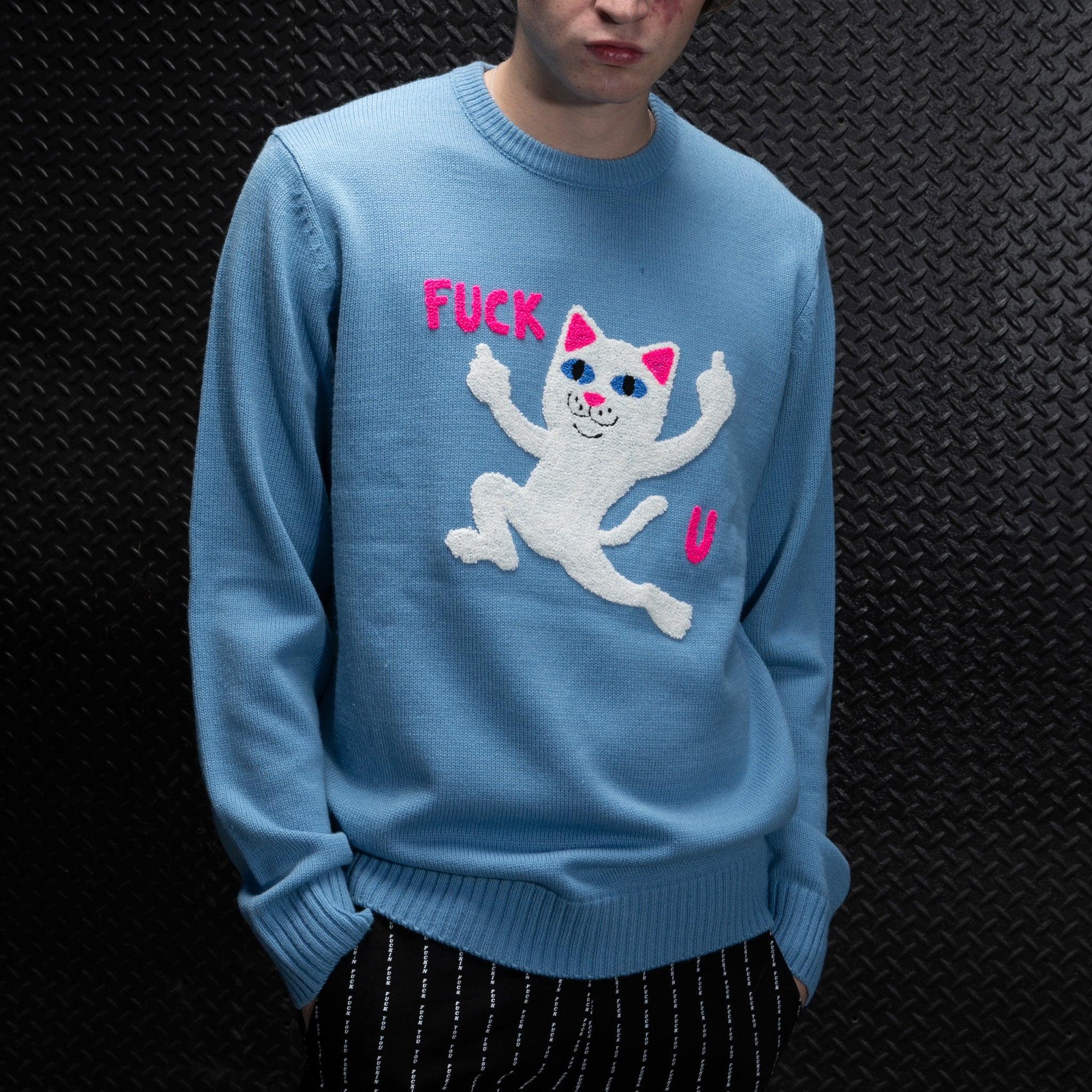 RIPNDIP F U Knit Sweater (Periwinkle)