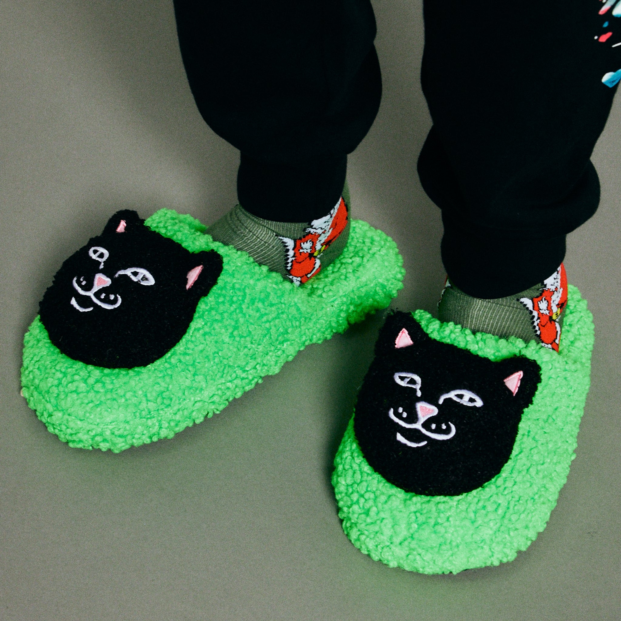 RIPNDIP Lord Jermal Plush Face House Slippers (Green)