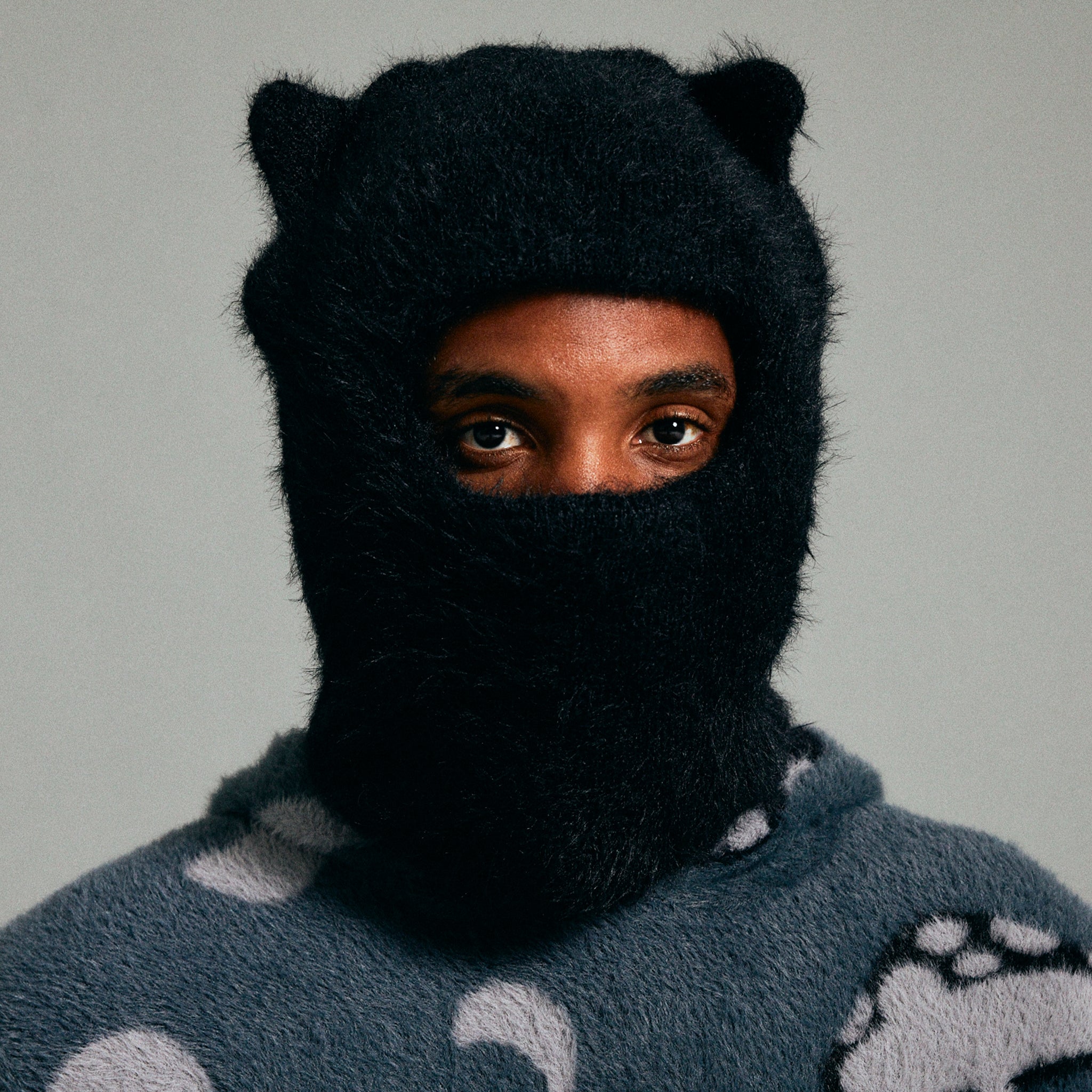 RIPNDIP Kitty Ears Faux Mohair Balaclava (Black)
