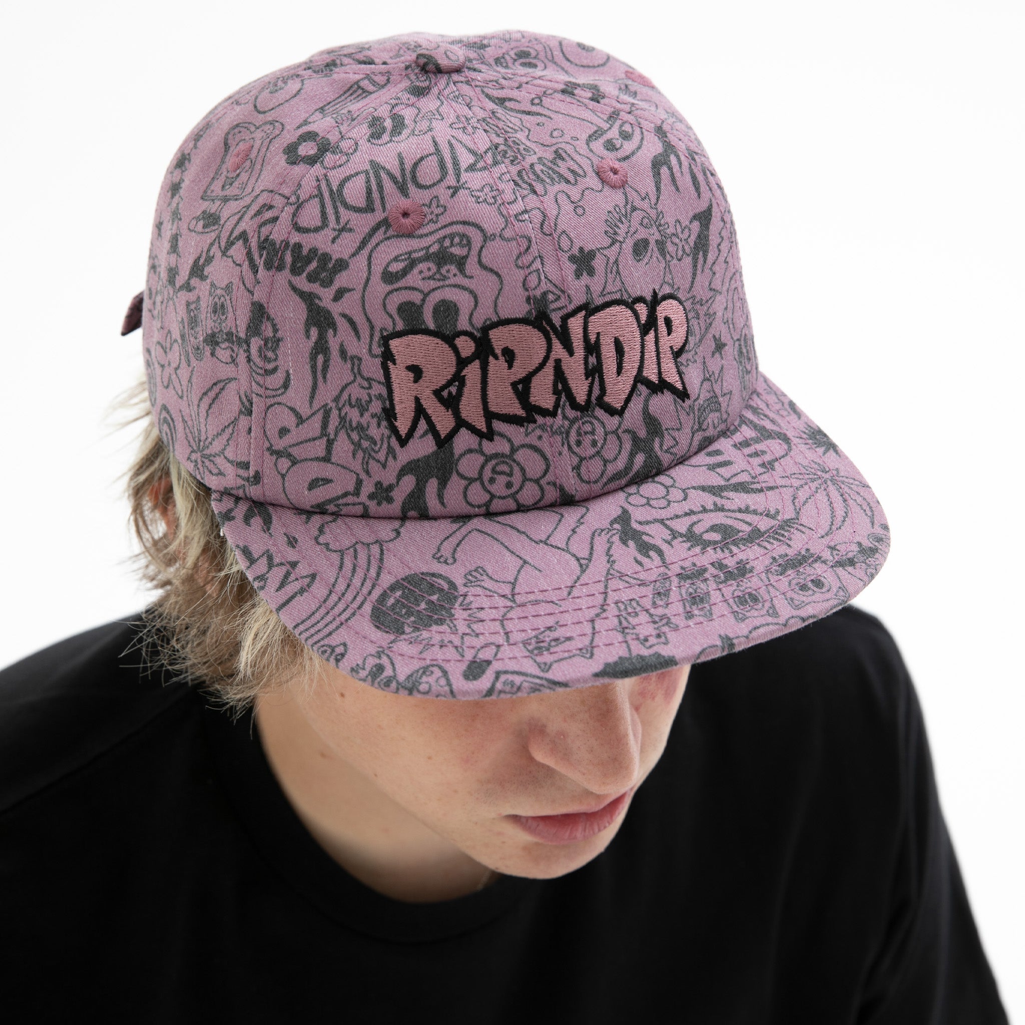 RIPNDIP We Don't Care 6 Panel Hat (Mauve)