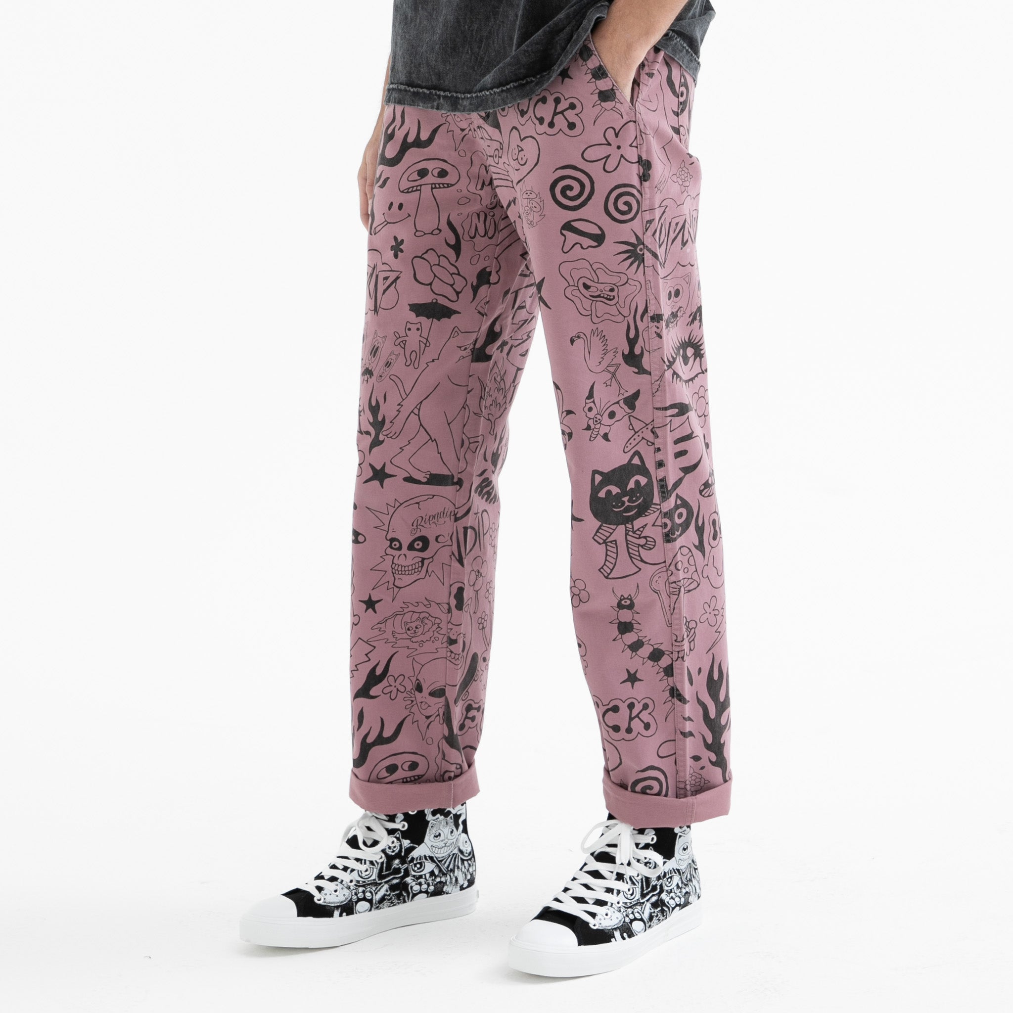 RIPNDIP We Don't Care Twill Pants (Mauve)