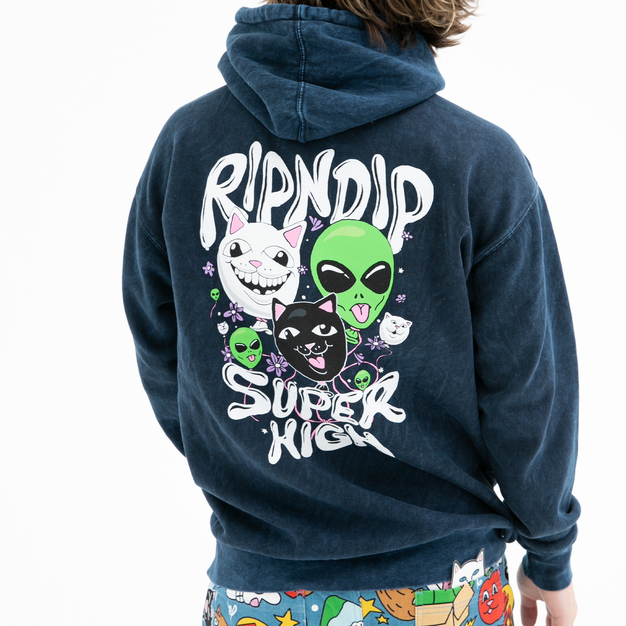 RIPNDIP Super High Hoodie (Navy Mineral Wash)