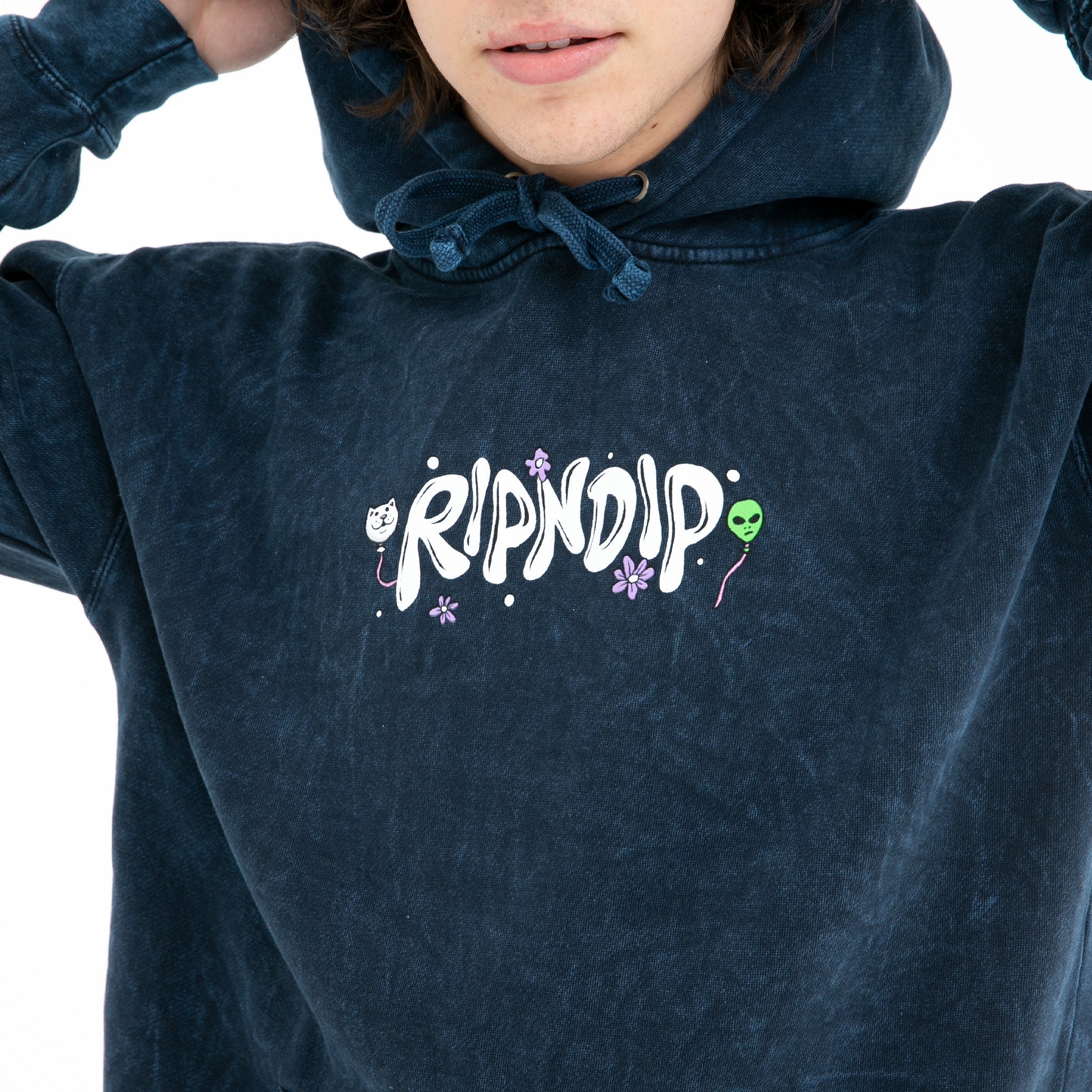 RIPNDIP Super High Hoodie (Navy Mineral Wash)