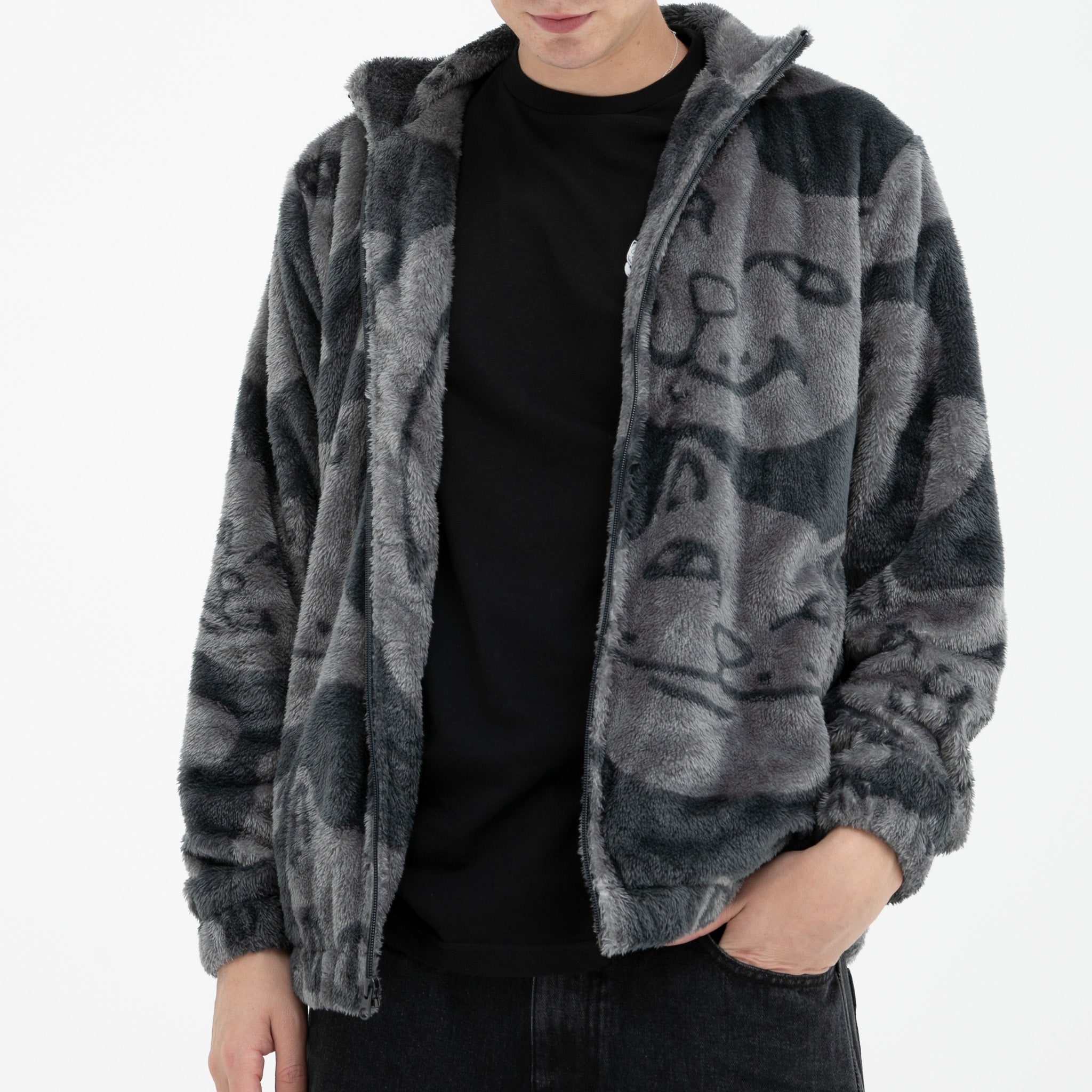 RIPNDIP Many Faces Sherpa Jacket (Charcoal)