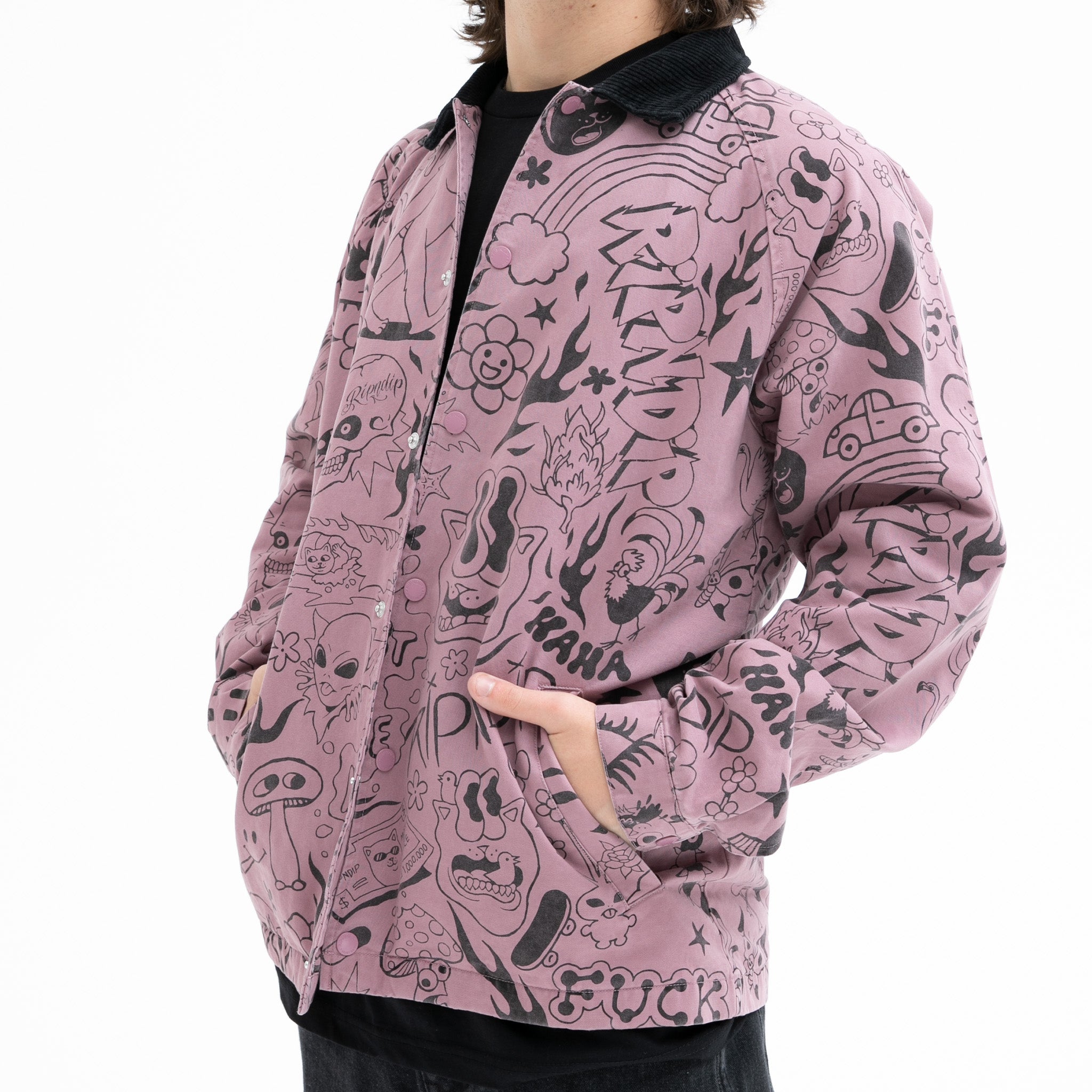 RIPNDIP We Don't Care Coaches Jacket (Mauve)