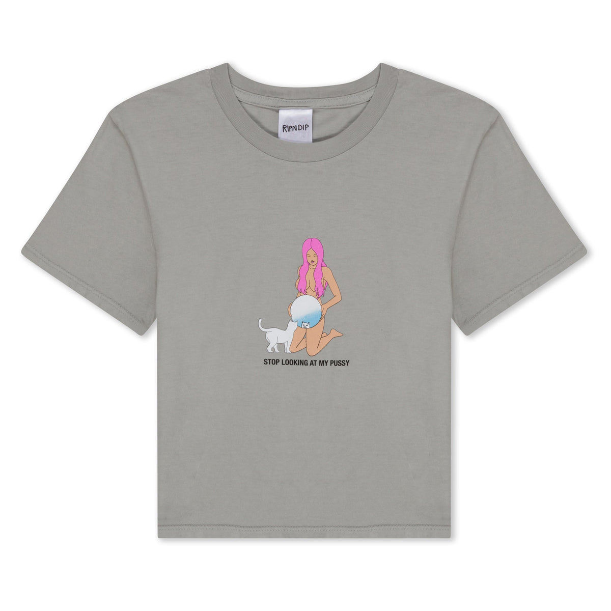 RIPNDIP Mirror Mirror Cropped Baby Tee (Grey)