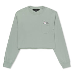 RIPNDIP Lord Nermal Cropped Long Sleeve Pocket Tee (Sage Grey)
