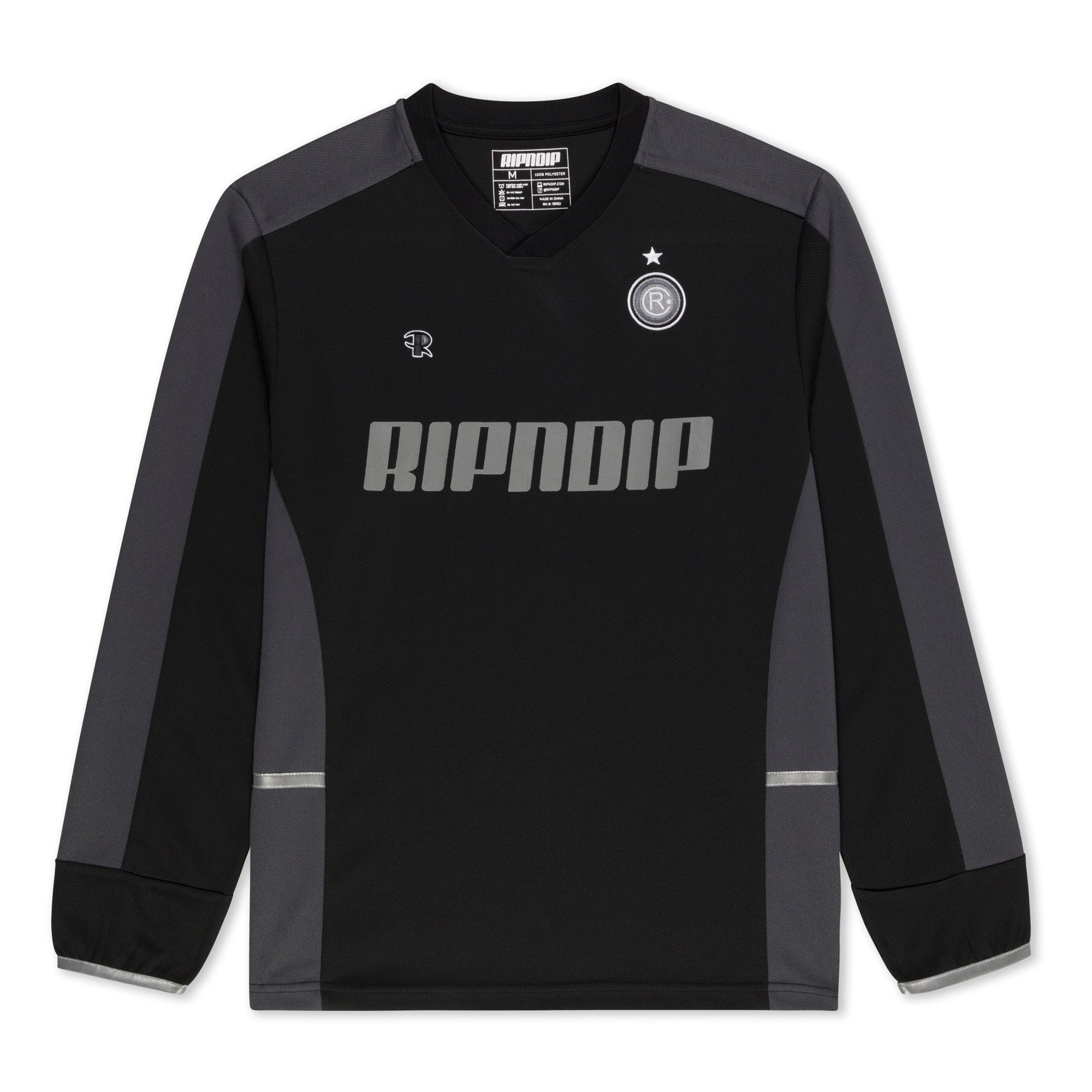 RIPNDIP RIPNDIP FC Long Sleeve Soccer Jersey (Black / Charcoal)