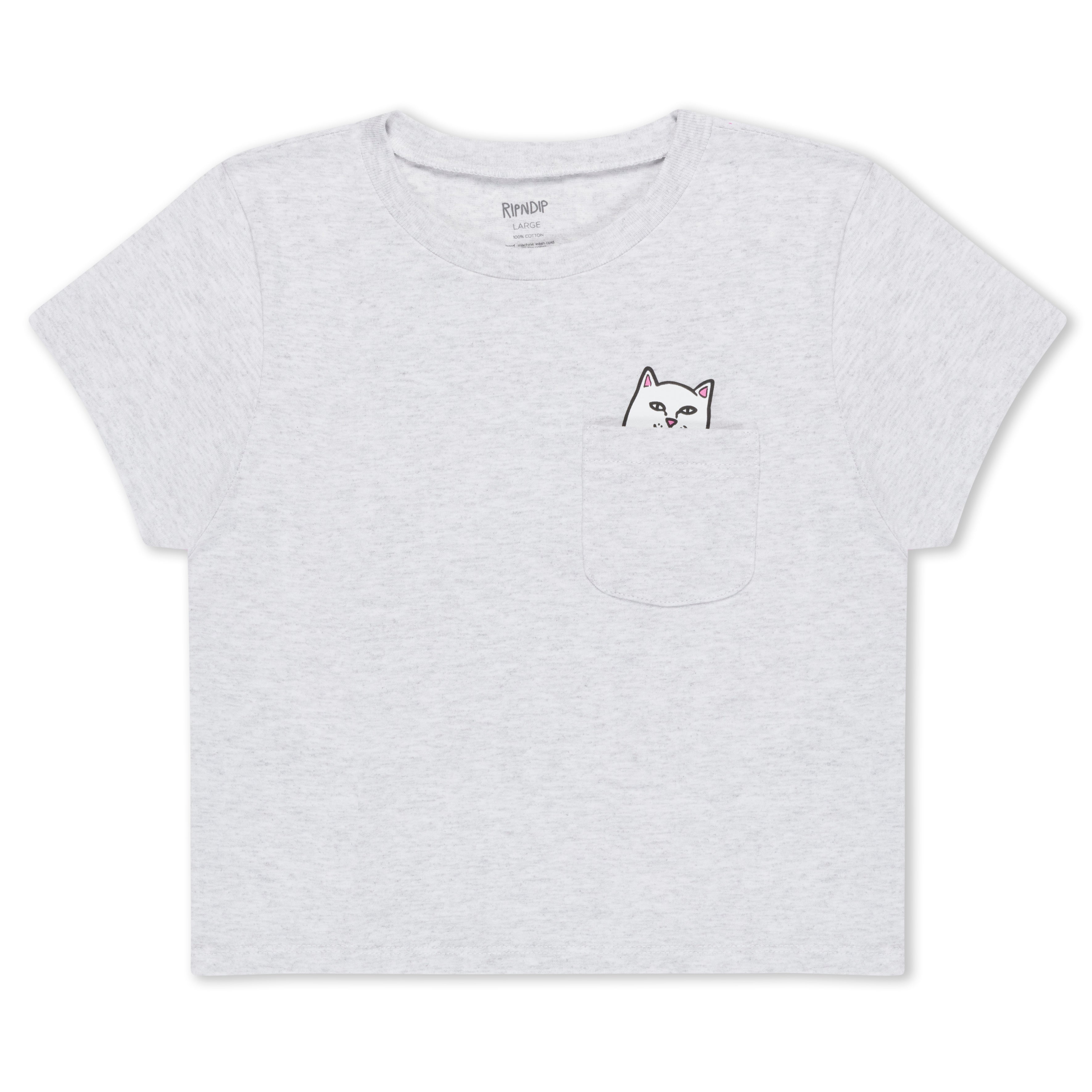 RIPNDIP Lord Nermal Cropped Baby Pocket Tee (Ash Heather)