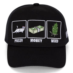 RIPNDIP Pussy Money Weed Trucker Hat (Black)