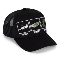 RIPNDIP Pussy Money Weed Trucker Hat (Black)