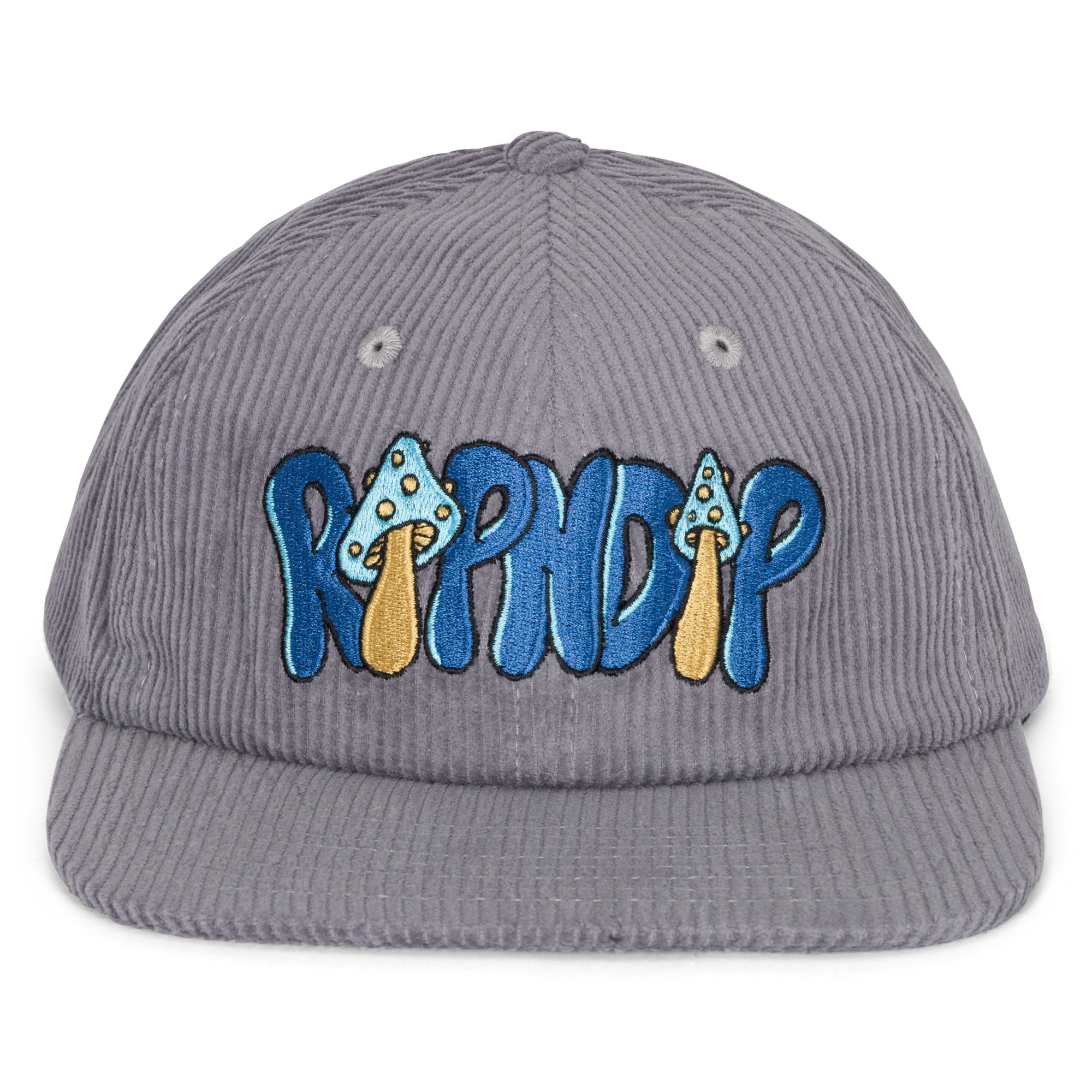 RIPNDIP Toadstool Corduroy Velcro 6 Panel Hat (Grey)