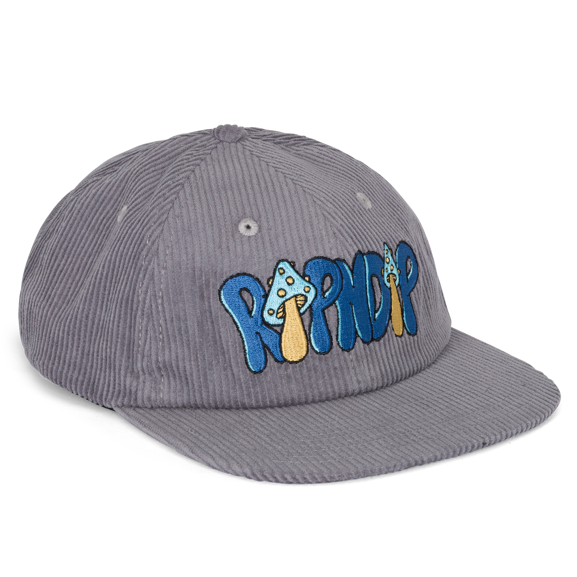RIPNDIP Toadstool Corduroy Velcro 6 Panel Hat (Grey)