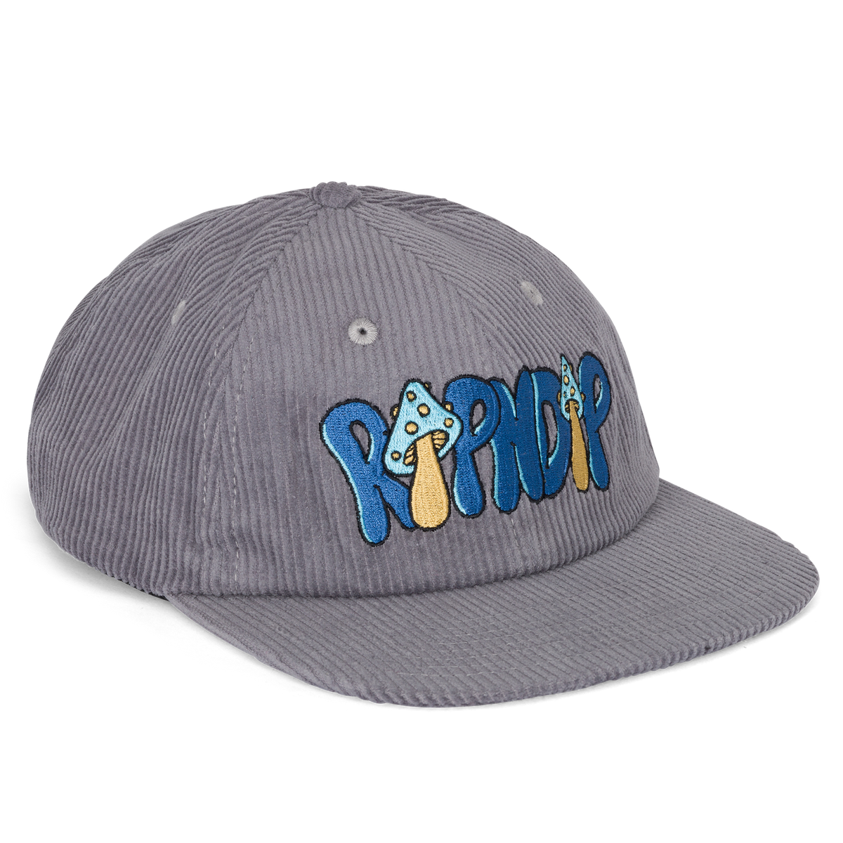 RIPNDIP Toadstool Corduroy Velcro 6 Panel Hat (Grey)