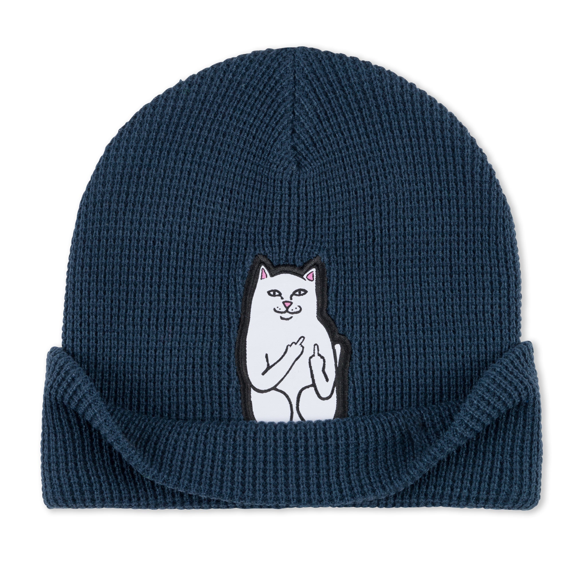 RIPNDIP Lord Nermal Waffle Knit Beanie (Navy)