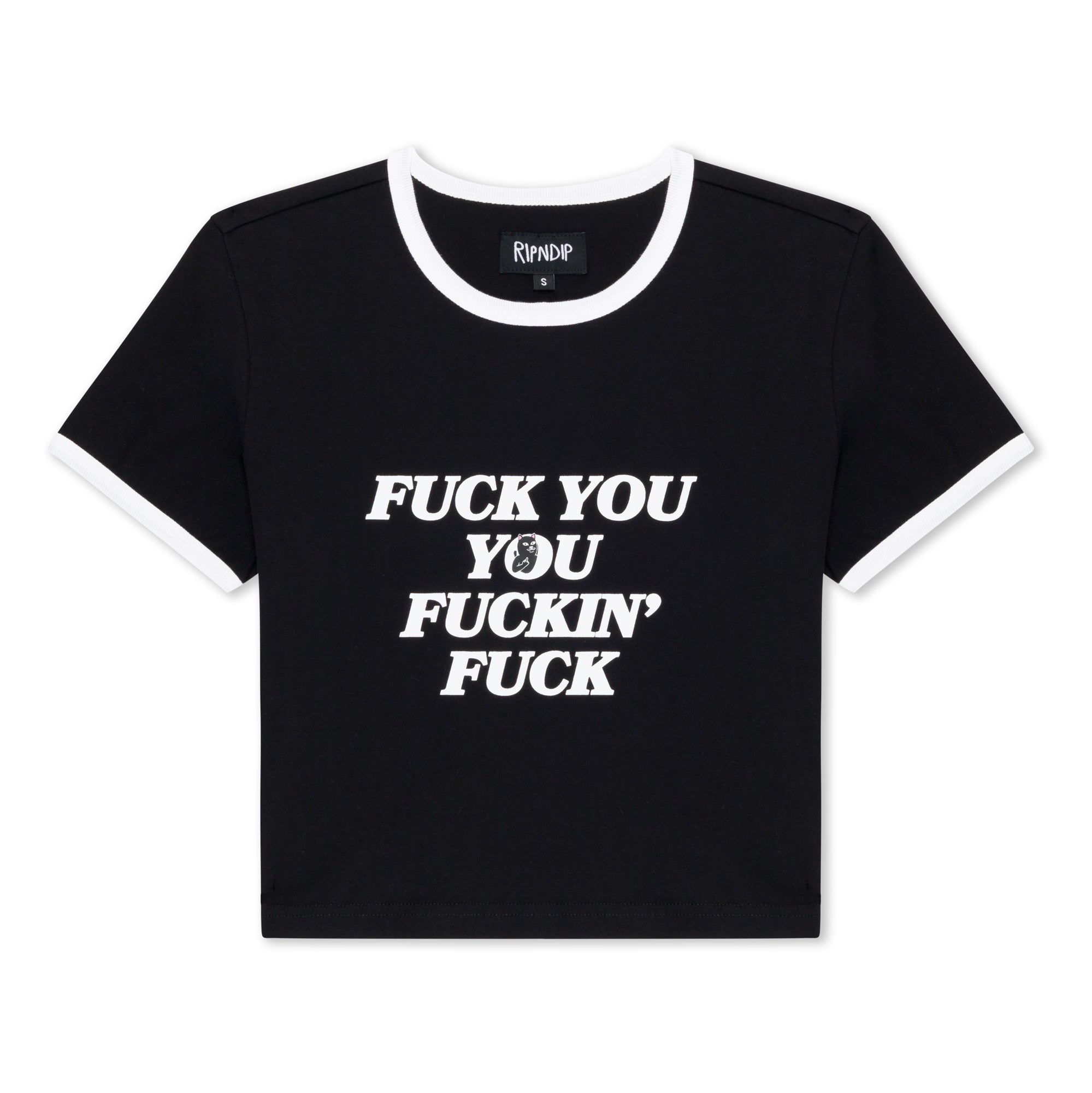 RIPNDIP Fuckin Fuck Cropped Ringer Tee (Black/White)
